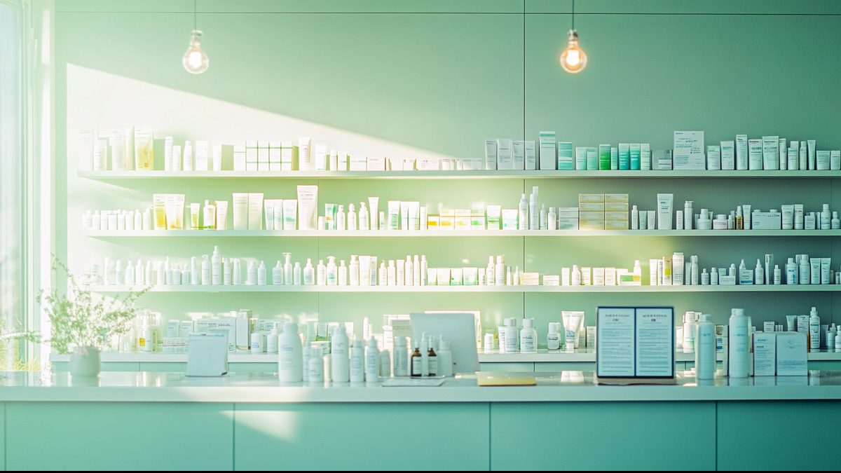 調剤薬局の明るいカウンター